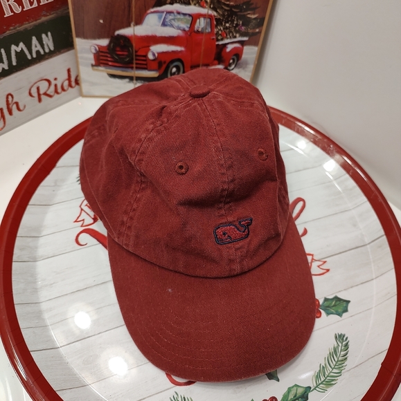 🥰GUC Vineyard Vines Unisex Wear Leather Adjustable Back Cotton Hat, Maroon, OSF - Picture 3 of 14